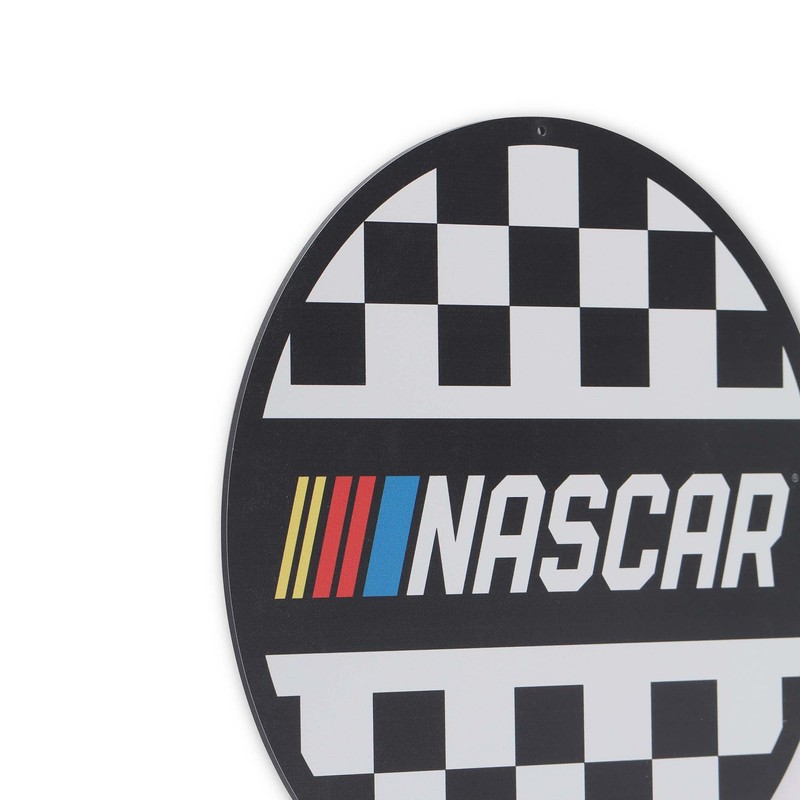 NASCAR Checkered Round Metal Sign - Fun NASCAR Wall Decor