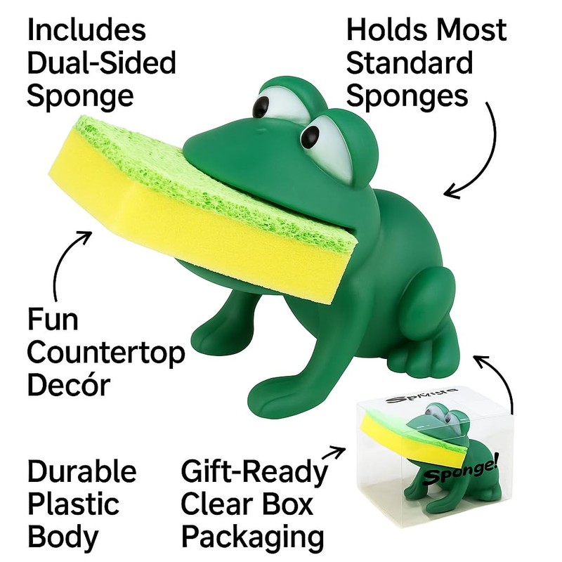 Animal Shape Novelty Kitchen Sponge Holder and Sponge Choice of