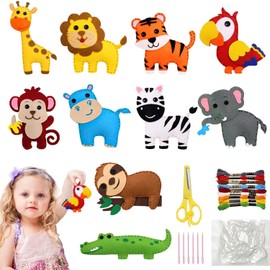 RXKFIGX AI Children's Sewing Set 10 Pieces Craft Set Children Forest Animal Beginner Sewing Pack DIY Art Craft Gift Children for Boys and Girls Educational Creative Sets Sewing Craft Set