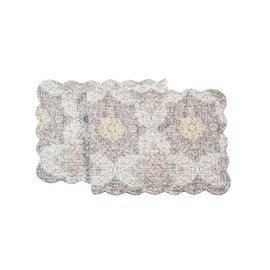 C&F Home Elaina Medallion Reversible Quilted Table Runner 14" x 51" Grey & Blue Cotton, Machine Washable