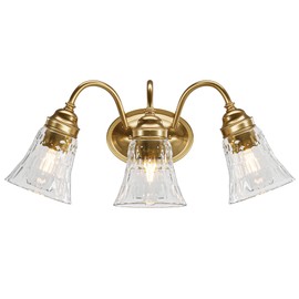 1Easylife 3-Light Bathroom Light Fixtures, Modern Wall Lights with Glass Shades, Bathroom Vanity Gold Wall Sconce Lamp for Bedroom, Living Room, Hallway, Over Mirror (E26 Base)