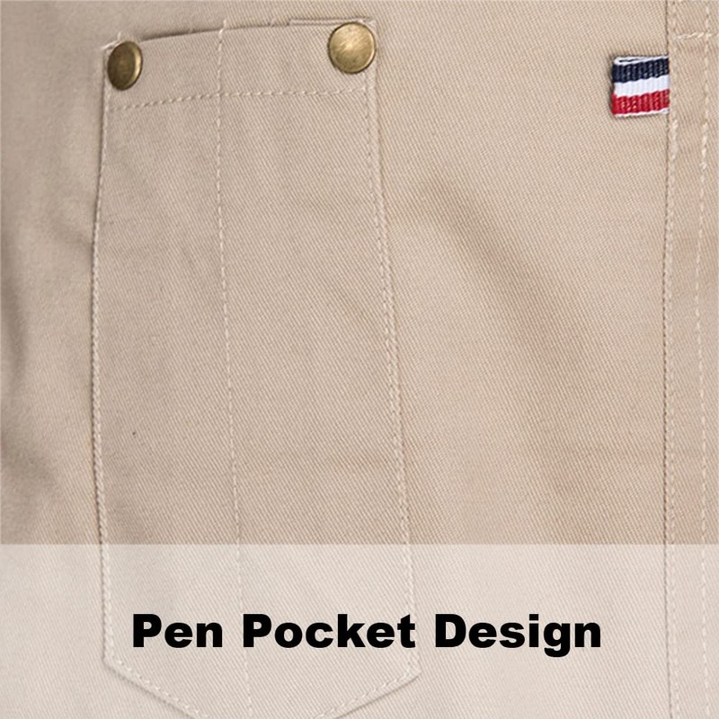 TOPTIE Denim Half Apron Waist Apron Unisex Waitress/Waiter Apron-Khaki