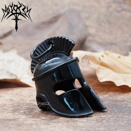 MOYOZZ Motorcycle Biker Roman Gladiator Warrior Spartan Helmet Guardian Bell Luck Gremlin Ride Bell Hanger or Lucky Keychain (Dark)