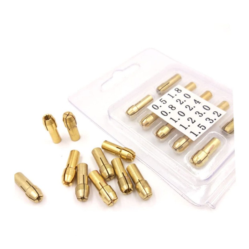 TEHAUX 20pcs Brass Rotary Tool Collet Compatible with Electric Drill