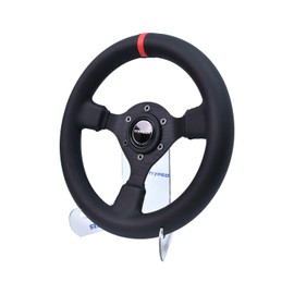TIYPEOR Universal Racing Drift 280mm/11inch Microfiber Leather Steering Wheel with Accessories