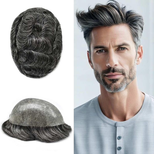 Toupee For Men Real Human Hair Replacement System 0.1mm All