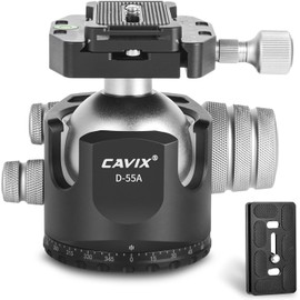 55mm Ball Head,Low Profile Ball Head Heavy Duty 360 Degree Tripod Head, Aluminum Alloy Ball Head Mount for Tripod with Two 1/4'' Quick Release Plates, Max Load 88.18lbs/40kg