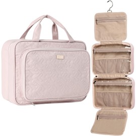 NISHEL NISHEL Hanging Travel Toiletry Bag, Visible Makeup Organizer, Cosmetic Case for Journey Accessories, Bathroom Shower, Pink