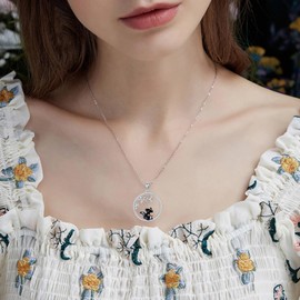 JERWLI Skunk Gifts Sterling Silver Skunk Flower Necklace Cute Skunk Pendant Jewelry for Women Skunk Lover Gift