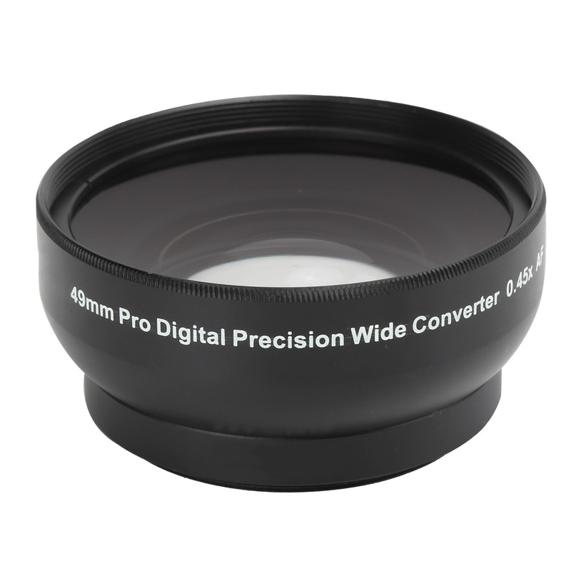 Optical Glass 0.45x WideAngle Black Additional Lens for 49mm Camera