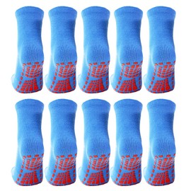 Esaroll Anti Skid Socks for Toddlers Non Slip Gymnastics Trampoline Socks for Kids 6-8 Years 10 Packs Blue