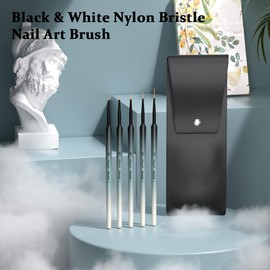 Nail Brush, Extra Fine Nail Art Brush Set, Nail Brush, Nail Art Brush, Brush Set, Liner Brush, Nail Art Pen, Extra Fine Point, Nail Brush, Line, Acrylic, Gel Nail, Manicure Tool Kit, Set of 5 (Light