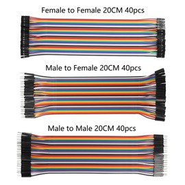 WWZMDiB 120 Pin Breadboard Jumper Wires Length 20cm, 40pin Male to Female, 40pin Male to Male, 40pin Female to Female