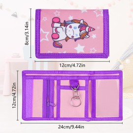 Aucuu Motif Neck Pouch, Children's Purse, Children's Purse with Viewing Window for Hanging, Trifold Wallet, Small, Children's Purse for Boys and Girls, #1 Unicorn, Casual