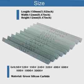 LWCUSNJ 10pcs Triangular Sharpening Stone Sticks Set, 5.92inch Green Silicon Carbide Oil Stones, Grit Sizes 80#-3000# for Models, Metal, & Knife Cutting Tools
