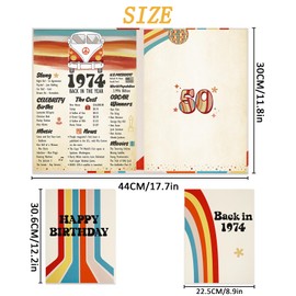 Holkcog 50th Birthday Party Decorations Guestbook for Women Men,Creative Vintage Back in 1974 Signature Board Book, Great 50th for Men, 50 Years Old Birthday Party Card Supplies