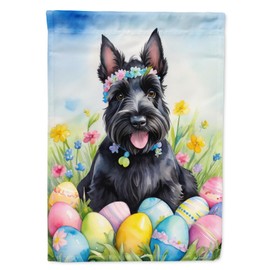 Caroline's Treasures DAC5174CHF Scottish Terrier Easter Egg Hunt House Flag Large Porch Sleeve Pole Decorative Outside Yard Banner Artwork Wall Hanging, Polyester, House Size, Multicolor
