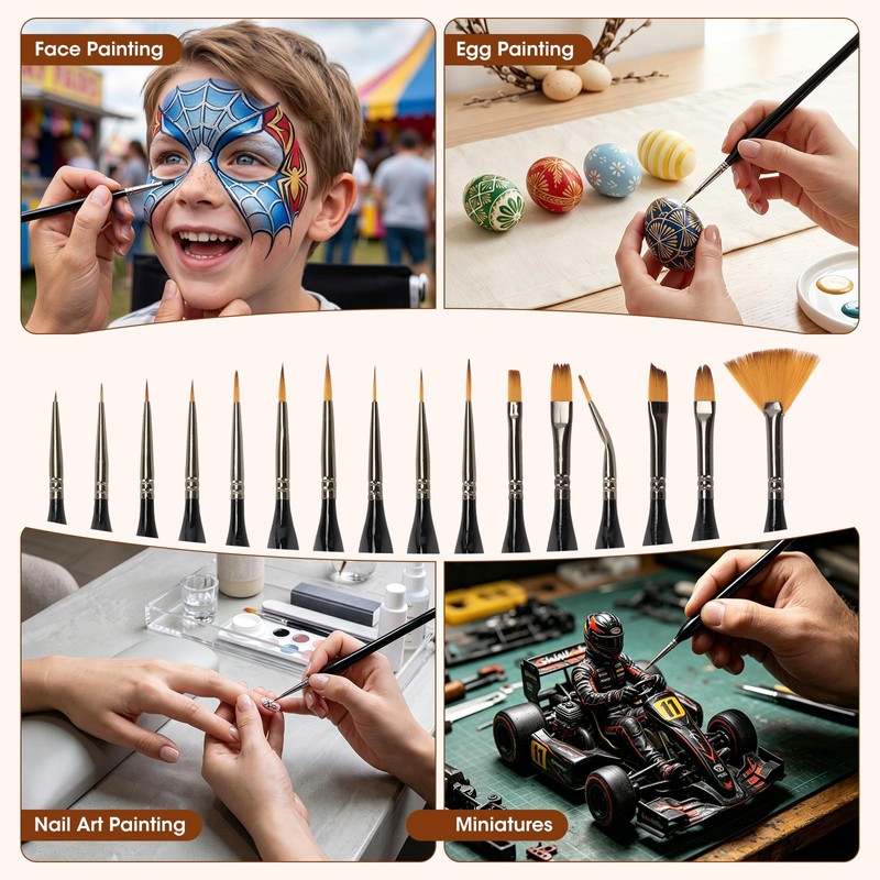 16PCS Miniature Paint Brushes,Detail Paint Brushes Set for Acrylic Watercolor