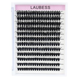 Lash Clusters LAUBESS Eyelash Clusters Individual Lashes Mixed Tray Cluster Lashes Kit DIY Lash Extensions at Home Fake Lashes Soft (50D-0.07D-9-16Mix)