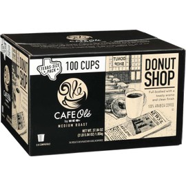 HEB CAFE Ole Donut Shop 100 Single Serve Coffee Cups, Medium Roast, for Drip Coffee Machine