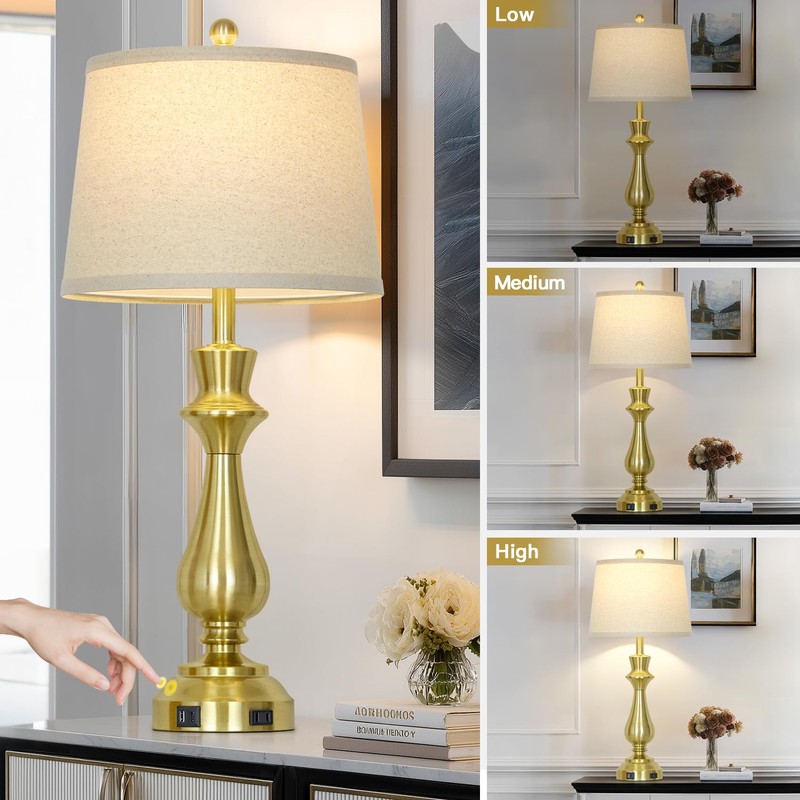 luxeflow Modern Gold Table Lamps Set of 2 for Living
