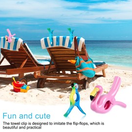 Udbrud Beach Towel Clips, Pack of 4 Clothes Pegs, Beach Towel Clips, Beach Loungers, Towel Clips, Windproof Plastic Clips, Beach Slipper Clips for Beach Loungers, Laundry, Bath Towel (Flamingos)