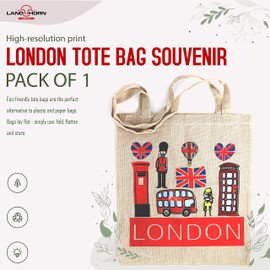 Lang Horn Original London Novelty Present Gift Printed Tote Bag - 14x16 inch Long Handle Cotton gift, Souvenir, Keepsake, Memorabilia (Flag 1 (white))