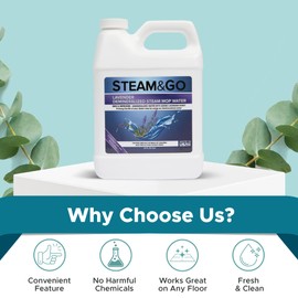 Steam & Go Demineralized Water for Steam Cleaner, PVC-Free Floor Cleaner Liquid Compatible With Any Mop Steamer, Ready-to-Use Multisurface Cleaner, Scented Mop Solution, Lavender, 32 oz, Pack of 18