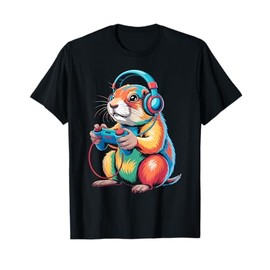 Hamster Headphones Cartoon Gamer Animal Humor Gaming T-Shirt