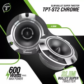 Timpano 4x Timpano 1200 Watt Car Audio Bullet Tweeters TPT-ST2 CHROME 3.85" Shallow 4Ohm