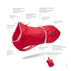 HUNTER UPPSALA RAIN Dog Raincoat with Reflective Stripes, 40, Red