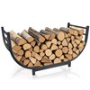 facka Curved Firewood Rack, 30 Inch Indoor Outdoor Log Firewood