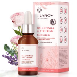 Ikarov Face Serum, 30 ml, Certified Natural with Bulgarian Pink Damascena - Rose Oil Anti-Ageing Serum for Mixing & Oily Skin (Balancing & Mattifying)