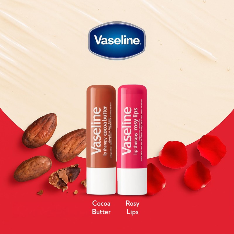 Vaseline Lip Therapy Variety 4-Pack – Rosy Lips + Cocoa