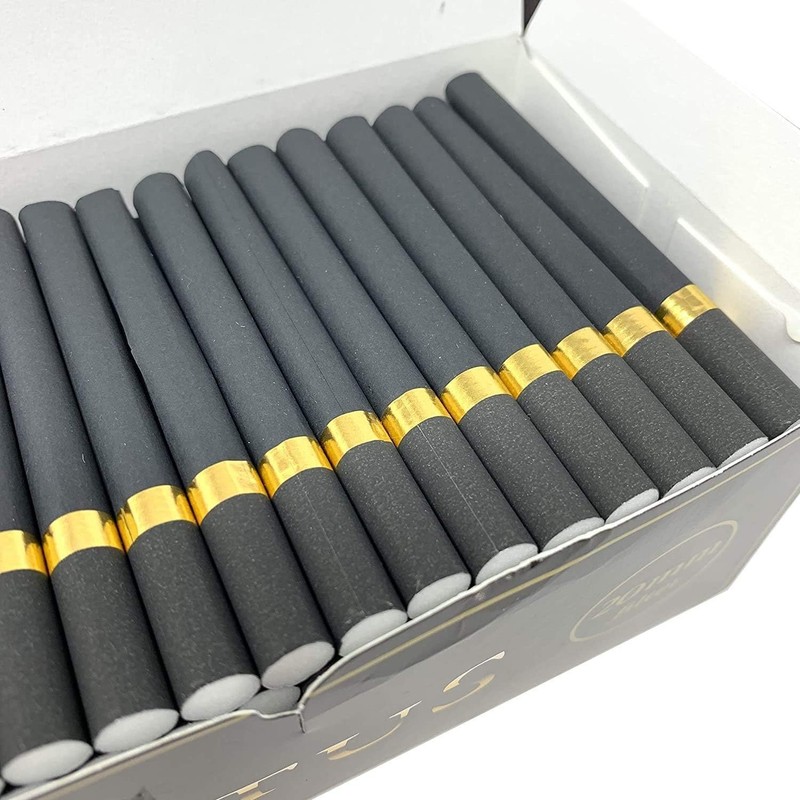 Black Empty Regular 20mm Filter Tubes with Golden Ring -