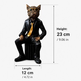 LINZHEN French Bulldog Statue Resin Abstract Sculpture, Cool Boss Dog for Home Decor Office Desk Room Decorations, Unique Men Gifts Modern Animal Statues