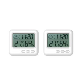 Digital Thermometer, Stylish, Hygrometer, High Precision, Thermo-Hygrometer, Clock, Accurate, Outdoor, Indoor, Wall Mounted, Tabletop, Children, Alarm, Calendar, Set of 2