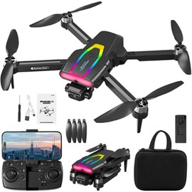 NACOOL Drone Profesional, Mini Drone, con Una Cámara HD 4K, Tiras de LUZ Rgb, Giro de 360°, Plegable, Adecuado para Principiantes en Drones y Entusiastas de la Fotografía