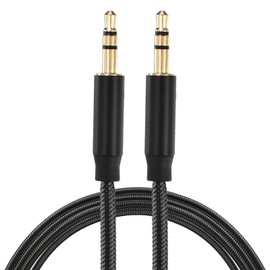 MECCANIXITY AUX Cable, 3.5mm Nylon Braided Audio Cable, 9.8 ft Male to Male Auxiliary Audio Cord Black for Headphones, Speakers, Car Stereos, Computers