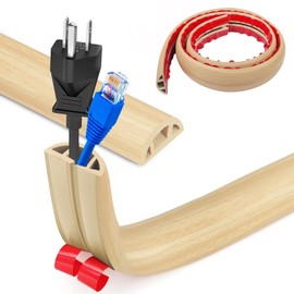 Floor Cord Covers Channel, Floor Cable Cover Protector, 3cm x 1m Heavy Duty Wire Cover, Protect Cables and Prevent Trip Hazards, Suitable for All Power Cords, Home, Warehouse, School(White Oak Grain)