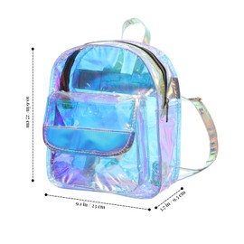 PRETYZOOM Holographic Backpack Clear for Women Iridescent Bookbag Transparent Book Bags Book Bags- Backpack Fashion Transparent Makeup Bag School Bag Handbag