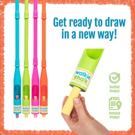 Walkie Chalk Stand-up Sidewalk Chalk Holder, (Lime), Creative Outdoor Toys for Kids and Adults Including 2X Chalks, Street Art & Playground Supplies, Accessible Fun for Everyone