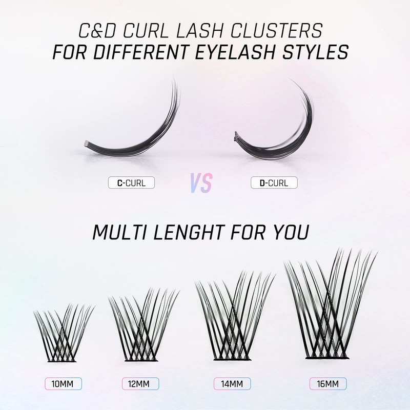 LANKIZ DIY Eyelash Extensions, Individual Eyelash Extensions, 120 Clusters, Soft