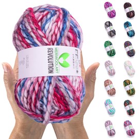 MeriWoolArt Merino Wool for Knitting - 75 m Multicoloured Thick Soft Merino Wool for Knitting for Sweater Jackets - XXL Hand Knitting Wool - Voluminous DIY Wool for Scarves Blankets Scarves Gifts