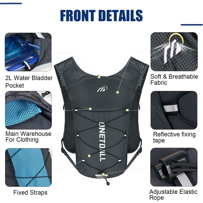 ONETOALL Running Vest for Women & Men, Lightweight 150g Hydration