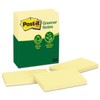 Post-it 655RPYW Recycled Note Pads, 3 x 5, Canary Yellow,