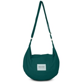 YOUR COZY Women's Sling Crossbody Bags Large Shoulder Shopping Hobo Bag Handbag Top Zip Bags Handmade Messenger Bag (Pine Green)