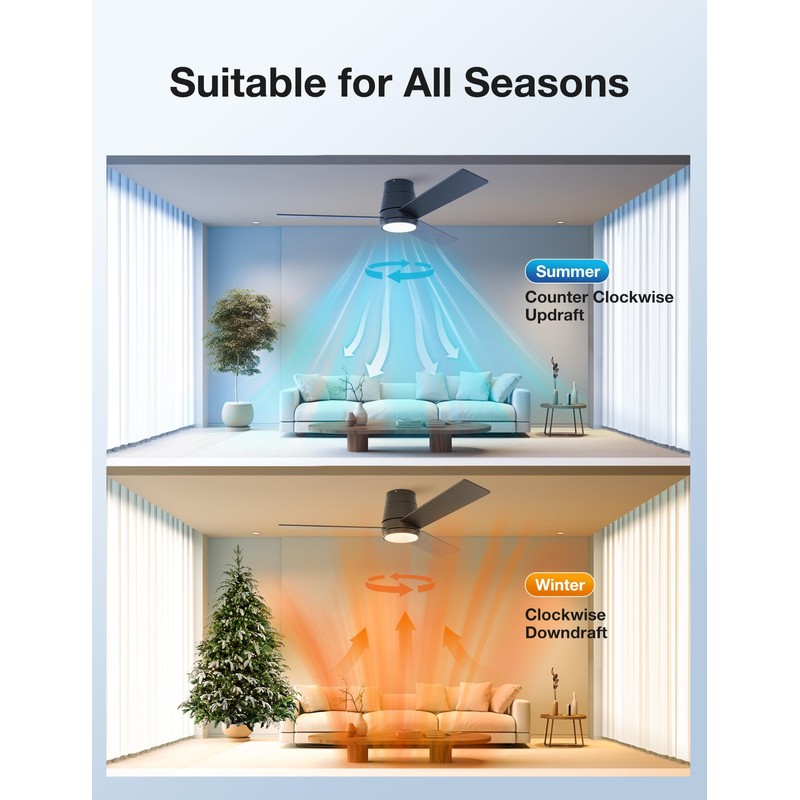 warmiplanet 42 Inch Small Ceiling Fan with Lights and Remote,
