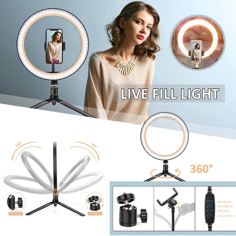 26cm/10in Ring Light LED Live Lamp Fill Light Dimmable USB