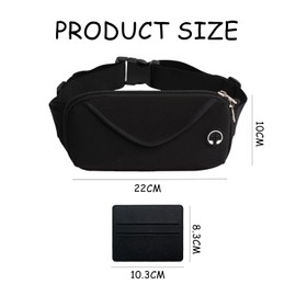 1 Travel Belt Bag, 1 Card Holder, Cycling Belt Bag, Belt Bag with Headphone Hole, Adjustable Belt Bag